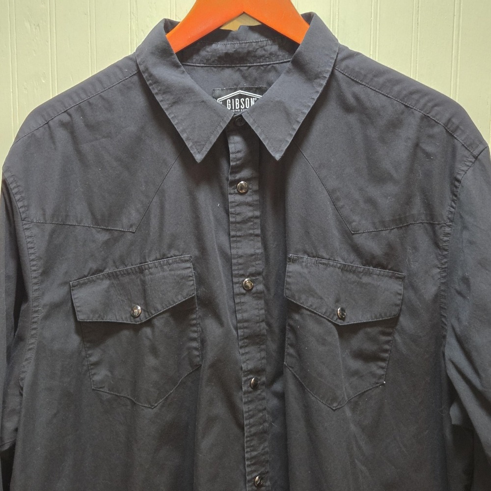 Gibson Trading Company Shirt Mens‎ 2XL Black Long Sleeve Western Snap Pockets